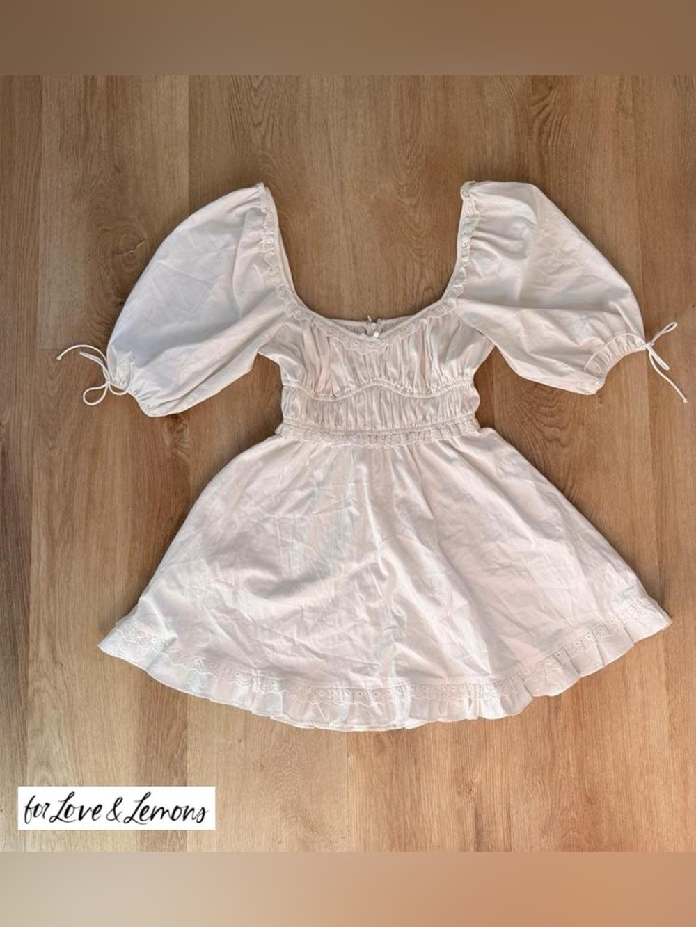 For Love And Lemons White Puff-Sleeve Womens Dress